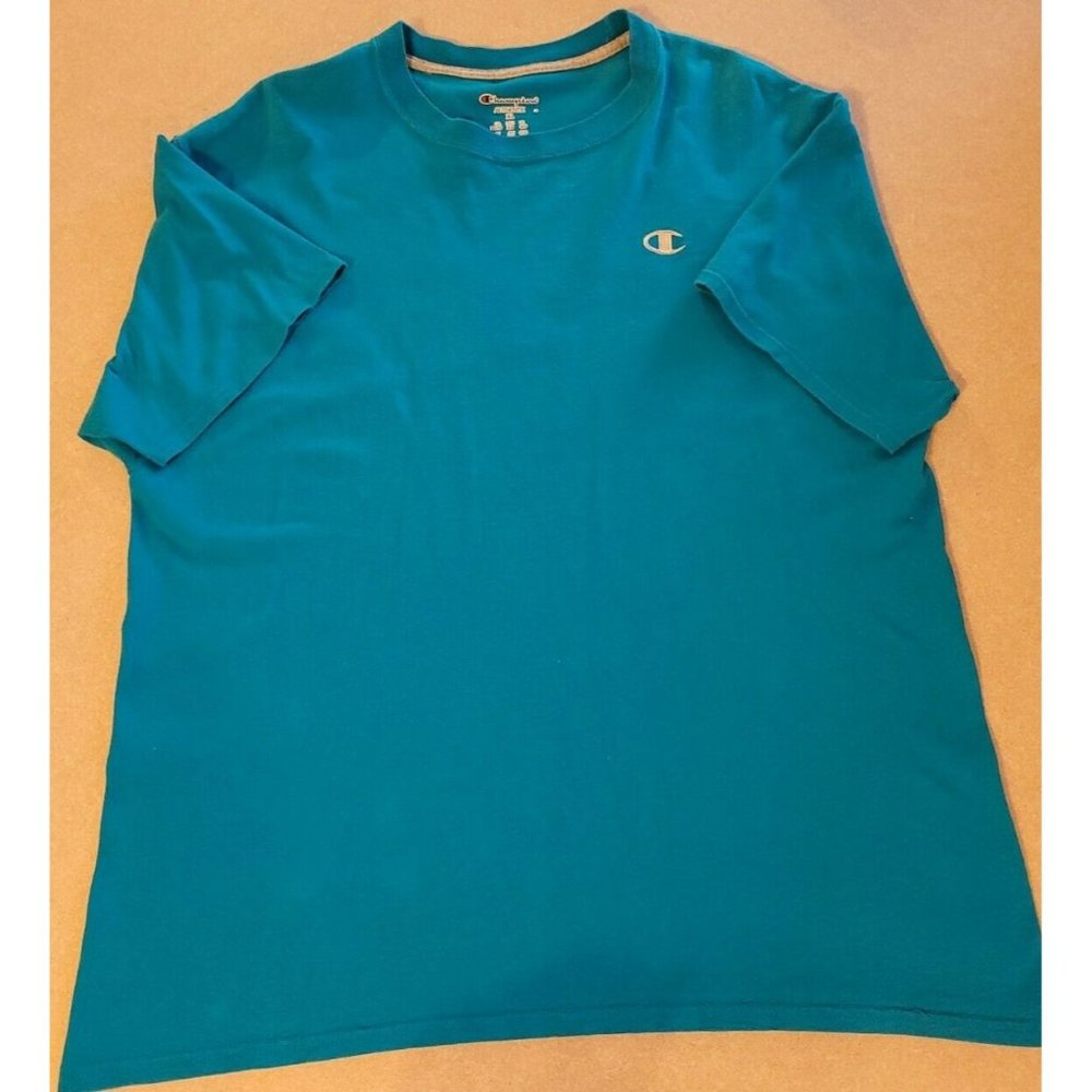 Champion Men’s Short Sleeve Basic T Shirt XL Solid Blue Crewneck Casual DIY